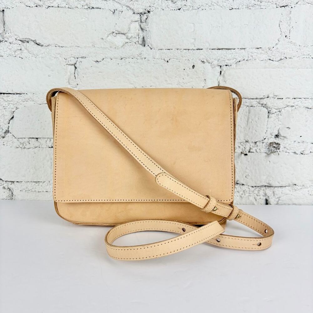 Nisolo Clara Natural Vachetta Light Tan Flap Crossbody Purse